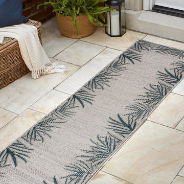 Isla Coastal Cottage Palm Frond Border Indoor/Outdoor Area Rug